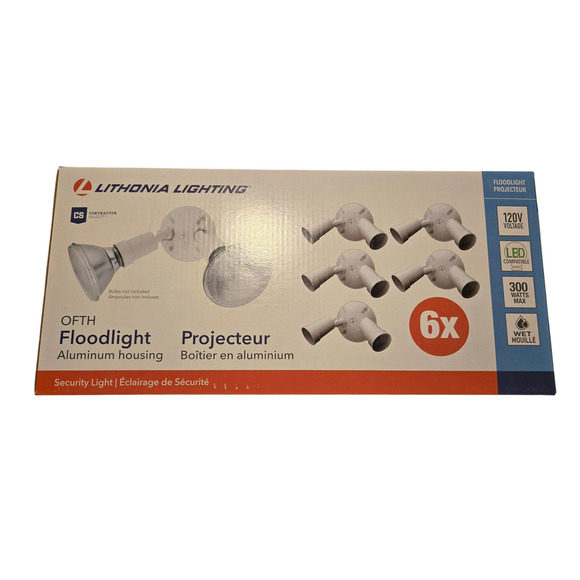 Lithonia Lighting Floodlight 6-Pack OFTH Aluminum Housing Security Light 120V - Picture 1 of 3